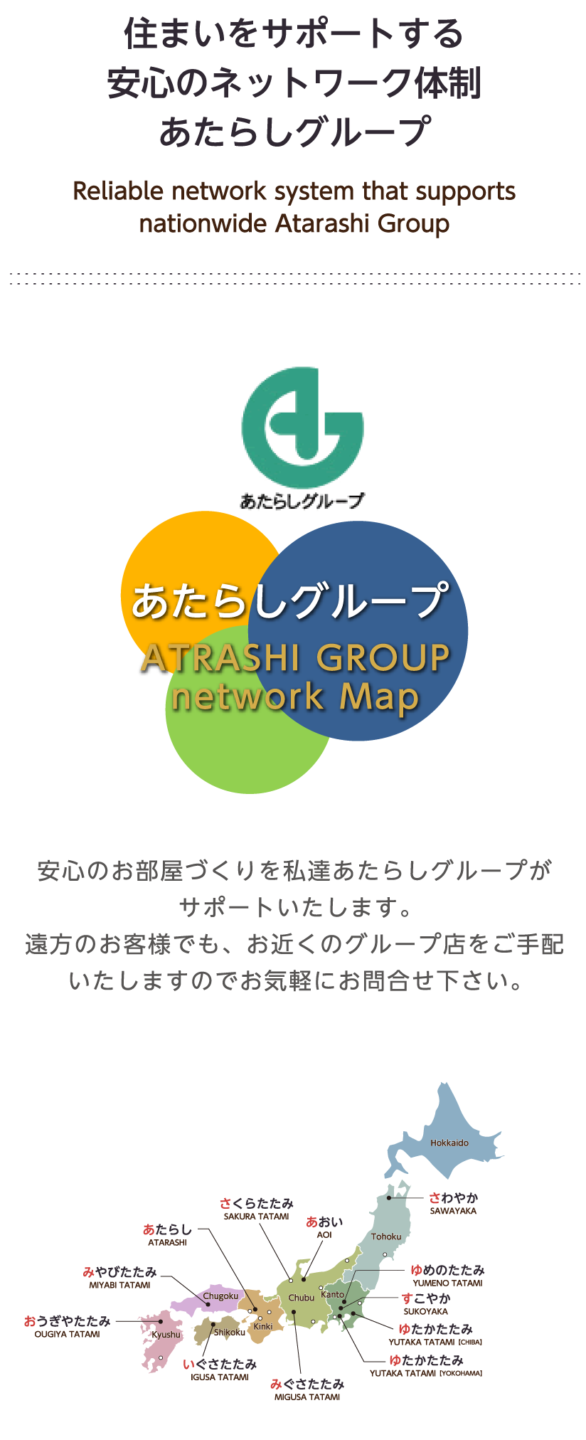 住まいをサポートする安心のネットワーク体制 あたらしグループ